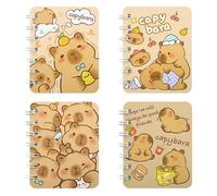 Geluode 4 paquetes de cuadernos espiral en miniatura de Capybara, A7 8x10.5cm, bonitos blocs de notas de bolsillo impermeables, diarios, almohadillas de notas para recuerdos de fiesta de cumpleaños