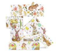 Geluode Papeles de regalo de Pascua, 4 hojas de papel de regalo de conejo, conejo, pollito, papel de regalo Happy E-Day para niños, niñas, niños, familiares, amigos en el día de Pascua o fiesta de