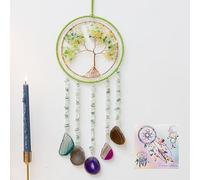Gem Dream Catchers Ágatas 7 chakras piedras preciosas colgantes de pared árbol de la vida, adorno de meditación para el hogar, chakras Feng, cristales decorativos (ágata verde)