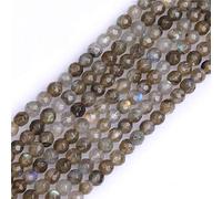 GEM-INSIDE CREATE YOUR OWN FASHION Cuentas espaciadoras redondas facetadas de 4 mm de labradorita arcoíris gris natural para hacer joyas, pulseras, collares, manualidades, 15 pulgadas