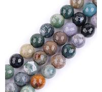 Gem-Inside - Cuentas de piedra natural de ágata india facetadas redondas semipreciosas, 12 mm, para hacer joyas, hilo de cuentas de 15 pulgadas, hecho a mano