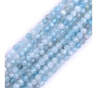 Gem-Inside - Cuentas de semilla semipreciosas para hacer joyas, 3 mm, color azul aguamarina natural facetadas, redondas, semipreciosas, para hacer joyas, hilo de 38 cm