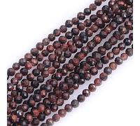 Gem-Inside - Cuentas de semillas redondas semipreciosas para hacer joyas (ojo de tigre rojo, 2 mm, 15 pulgadas)