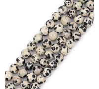 Gem-Inside - Cuentas redondas semipreciosas, 4 mm, diseño de jaspe dálmata natural, Jaspe dálmata 6mm, 6 mm