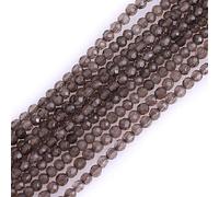 Gem-Inside - Cuentas redondas semipreciosas de cuarzo ahumado de 2 mm, color marrón