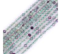 Gem-Inside - Cuentas redondas semipreciosas sueltas de cuarzo fluorita multicolor de 2 mm para hacer joyas, hilo de 38 cm