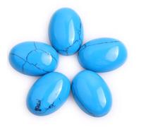 GEM-Inside - Cuentas sueltas de cabujón de piedras preciosas turquesas redondas teñidas para hacer anillos de joyería, 8 x 10 mm, 5 unidades