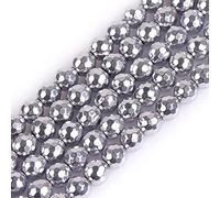 Gem-Inside - Cuentas sueltas semipreciosas para hacer joyas de 38 cm con cuentas de hematita de plata no magnética, de 6 mm