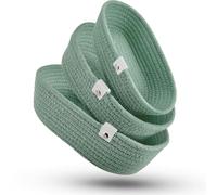 Gem of Oak Juego de 3 cestas de almacenamiento ovaladas verde mar para estanterías, armarios, dormitorios, baños, organización, cajonera, cómoda, habitación infantil, decoración, cesta decorativa