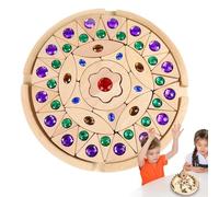 Gem Stacking Blocks - 11.42x11.42x1.1in Wooden Pattern Rainbow Puzzle Set, Sparkling Gemstone Building Toy | Long Lasting Early Learning Educational Game for Kids Development Motor Skills Color Shape