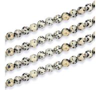 Gema curativa de jaspe dálmata natural de 2 hebras de 10 mm, cuentas sueltas redondas espaciadoras de piedras preciosas (68-72 piezas) para hacer joyas artesanales GF17-10