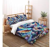 Gema de dragón Funda De Edredón 3 Piezas 3D Impresa Wildlife Animal Theme con 2 Fundas De Almohada Double（200x200cm） 100% Microfibra Ropa De Cama para Niñosy Hombres
