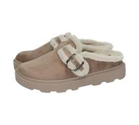 GEMA GARCIA 8652-3 Zapatillas Tipo Zueco Mujer Color Taupe, con Plantilla extraíble, Forro Afelpado y Suela Antideslizante, Calzado cómodo y versátil Mujer Zapatillas Taupe 36