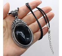 Gema natural piedra rosa cuarzo colgante collares para mujer joyería,Ágata negra,55cm