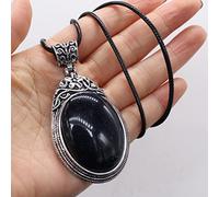 Gema natural piedra rosa cuarzo colgante collares para mujer joyería,Piedra de arena azul,55cm
