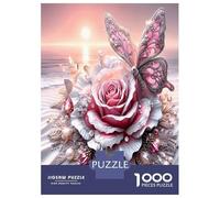 Gema y Mariposa Rosa 1000 Piezas Puzzle Clásico Flora Elegante Puzzle para Adultos, Cartón Reciclado - Reto Educativo Chulo, Juego En Casa, Regalo Ideal para Principiantes 70x50cm/1000pcs