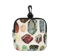 Gemas, Cristales y minerales de geología Vintage,Bolsa de Almacenamiento Cuadrada con Cremallera, Monedero de Neopreno, Carteras pequeñas, Monedero pequeño, Monedero