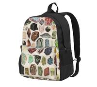 Gemas, cristales y minerales de geología vintage,Mochila con bolsillos, mochila informal para el día a día, resistente al agua, ideal para la escuela, viajes
