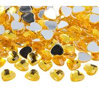 Gemas decorativas acrílicas corazón amarillo 14x14mm. 500u.Aprox.
