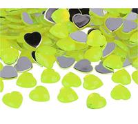 Gemas decorativas acrílicas corazón amarillo fluor 14x14mm. 500u.Aprox.