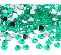 Gemas decorativas acrílicas corazón verde 10x10mm. 1000u.Aprox.