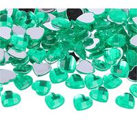 Gemas decorativas acrílicas corazón verde 14x14mm. 500u.Aprox.