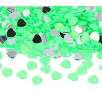Gemas decorativas acrílicas corazón verde fluor 10x10mm. 1000u.Aprox.