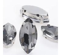 gemas para coser, 50 piezas de cristales con forma hoja brillante for coser a mano, adornos piedras vidrio, cuentas diamante for manualidades, accesorios for garras(Grey,7x15mm 50pcs)