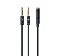 GEMBIRD 3.5 MM 4-Pin Socket TO 2 X 3.5 MM Stereo Plug Adapter Cable, Metal, BLAC