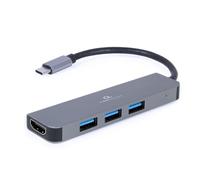 Hub USB-C 4 Puertos GEMBIRD A-CM-COMBO2-01 Blanco Gris