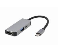GEMBIRD ADAPTADOR MULTIPUERTO USB TIPO C 3 EN 1 PUERTO USB HDMI PD PLATA