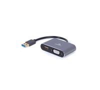 Gembird Adaptador de pantalla A-USB3-HDMIVGA-01 USB 3.0 a HDMI y VGA 1080p Gris espacial