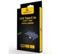 Cablexpert A-USB3C-HDMIVGA-01 adaptador de cable de vídeo 0,15 m USB Tipo C HDMI + VGA (D-Sub) Gris