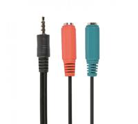 Gembird Cable de Audio Jack 3.5mm a 2x Jack 3.5mm Macho/Hembra 20cm Negro