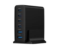 Gembird cargador rápido USB GaN 6 puertos 75 W negro