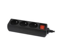 Gembird energenie regleta eg-psu3f-01 3 x tipo e 10 a 0,60m negro