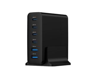 Gembird Fast Charger USB GAN 6 Puertos 75W Negro