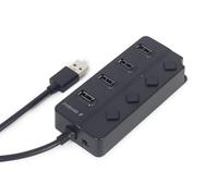 GEMBIRD Hub USB 2.0 4 Puertos con Entrada de alimentacion y con interruptores, Negro Marca