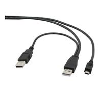 Gembird mini usb 2.0 cable + extra power 0.9m