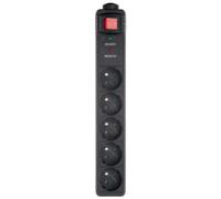 Gembird spg5-c-5 - regleta de 5 Tomas con protección antipicos (250 j, 250 v, 50/60 hz, 16 a, 1. 5 m), Color Negro.