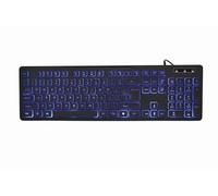 GEMBIRD Teclado Multimedia retroiluminado de 3 Colores, Negro, diseño de EE. UU. Marca