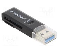 Gembird Lector de tarjetas UHB-CR3-01 USB – microSDXC/miniSDHC/SD/SDHC/SDXC – Negro