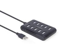 Gembird uhb-u2p10p-01 concentrador de 10 puertos usb 2.0, negro