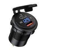 GemCoo Presa QC3.0 USB e Tipo C PD per Auto, 12V/24V QC 3.0 Dual USB Porta con Voltmetro LED Indicazione per Moto, Auto Marine Motorcycle RV Caravan (Naranja)