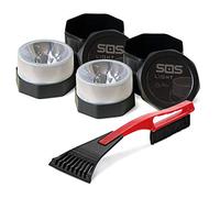 GEMCORE 2 x s.o.s. light baliza luminosa V16, LUZ de emergencia V16 preseñalización de peligro, homologada DGT, autónoma o conexión a toma del vehículo, con base imantada, RASCADOR de hielo parabrisas