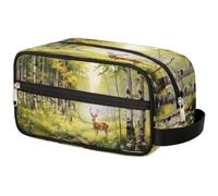 GeMeFv Forest Sika - Neceser colgante con diseño de ciervos y ciervos, bolsa de maquillaje portátil de gran capacidad para hombres y mujeres, Forest Sika Deer, 10.5×4.4×5.3 in