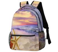 GeMeFv Mochila de playa con estrellas de mar, moda al atardecer, mochilas para computadora portátil, bolsa de viaje universitaria, bolsa casual para senderismo, mochila de camping para mujeres