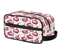 GeMeFv Neceser colgante de cebolla morada y verduras, bolsa de maquillaje portátil de gran capacidad para hombres y mujeres, Verduras de cebolla morada, 10.5×4.4×5.3 in