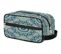 GeMeFv Neceser colgante de mandala bohemio con diseño floral, bolsa de maquillaje portátil de gran capacidad para hombres y mujeres, Mandala floral bohemio, 10.5×4.4×5.3 in