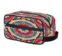 GeMeFv Neceser colgante de mandala, color rojo, bohemio, portátil, de viaje, de gran capacidad, para hombres y mujeres, Mandala bohemio rojo, 10.5×4.4×5.3 in